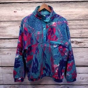 COLMAR Teal, Purple & Pink Abstract Fleece Pullover
